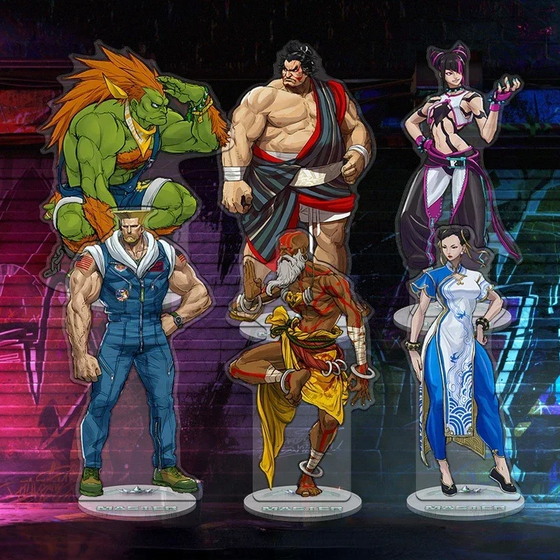 Anime Street Fighter 6 Acrylic Toy Ryu Chun-Li Model Doll Fighting Game Figure Desk Decor Cosplay Exhibition Gift 20cm