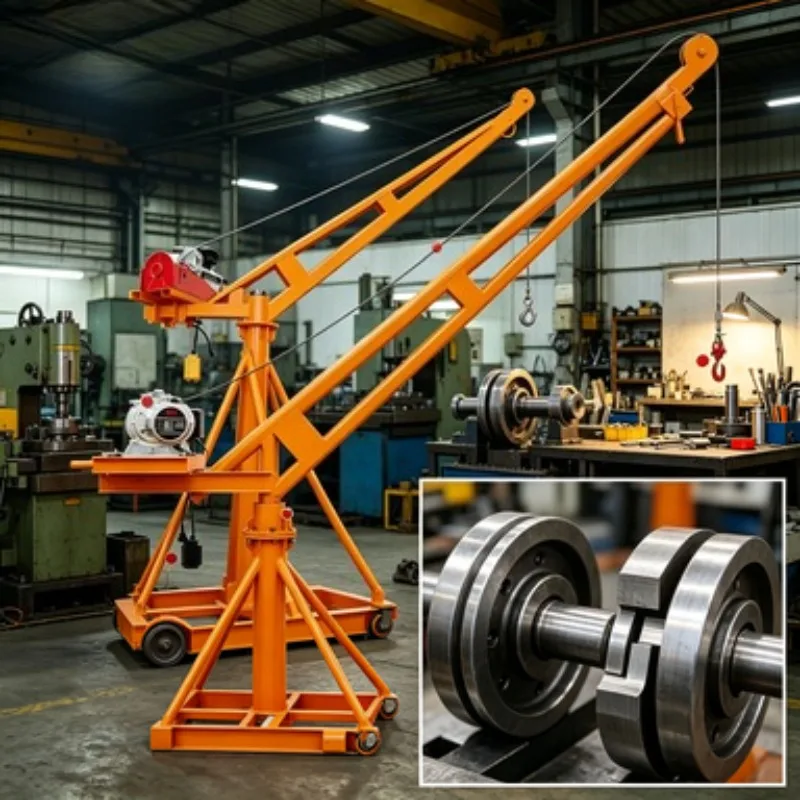 Lightweight Self-Propelled Mini Floor Crane – 1000kg Electric Hoist with 360° Rotation, Truck Crane for Building Construction