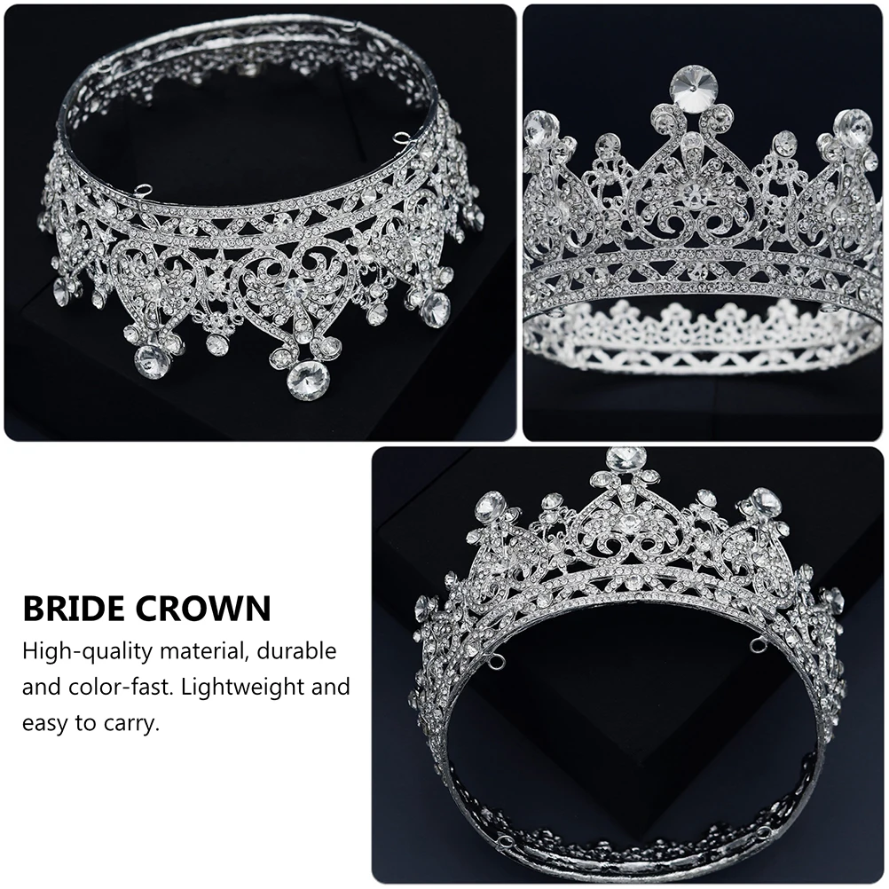 

Retro Crown Bridal Accessories Elegant Crystal Rhinestone Alloy Queen Headbands Hair Decor Wedding Party Bride Hair Decor
