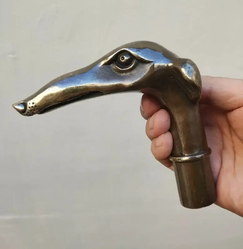 Antique Victorian Walking Stick with Bronze Gun Head Holding Dog Collectible Cane for Historical Reproductions And Movie Props