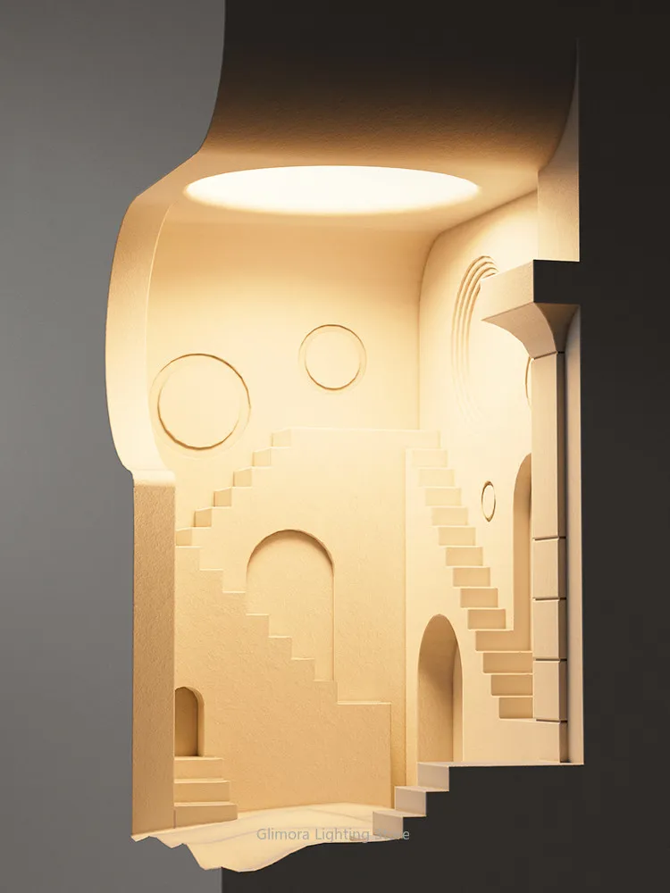 Rechargeable Gypsum Recessed Wall Lamp,Sleek Low-profile Style, Plaster&Metal,for Stair Corner Wall,Wireless Ambient Decor Light