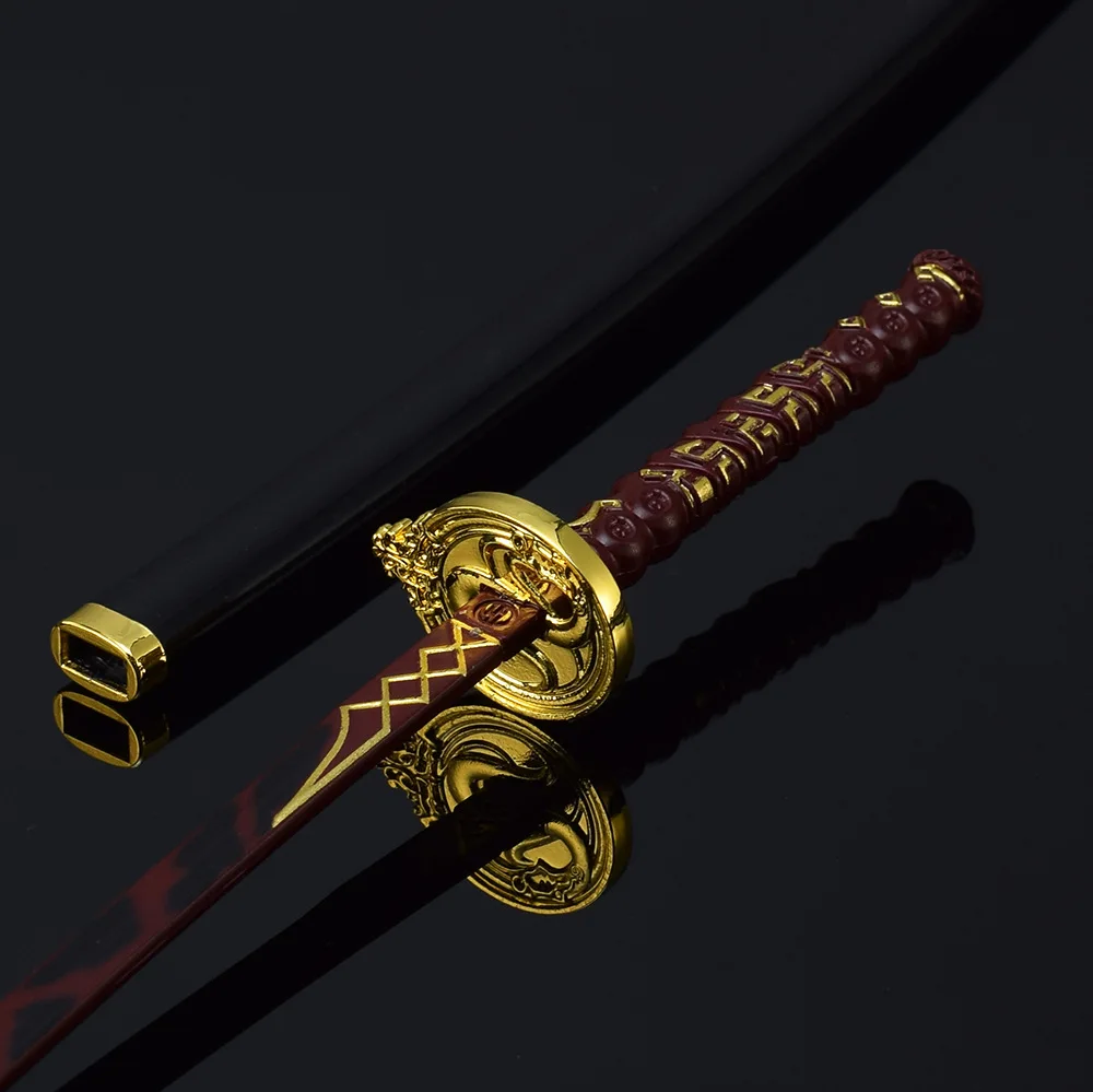 Juego The Scrolls, espada de ébano Katana, 26cm, modelo de espada de caballero de Metal periférico para Dasktop, adornos, regalos, juguetes para niños