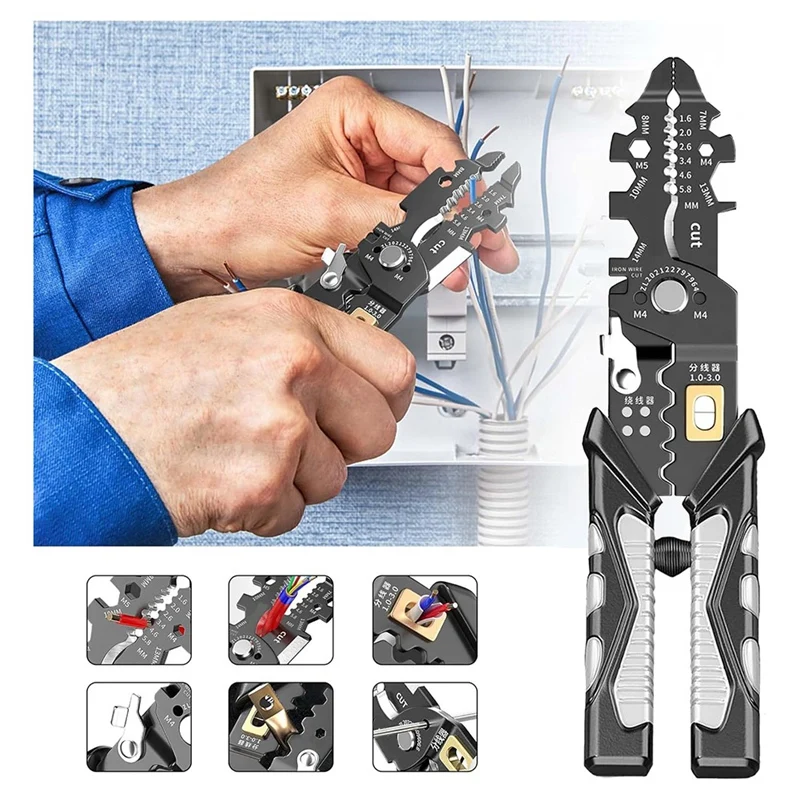 1 PCS 25-In-1 Multifunction Wire Strippers Electeical Wire Stripper Tool As Shown 8Inch Multifunctional Electricion Pliers