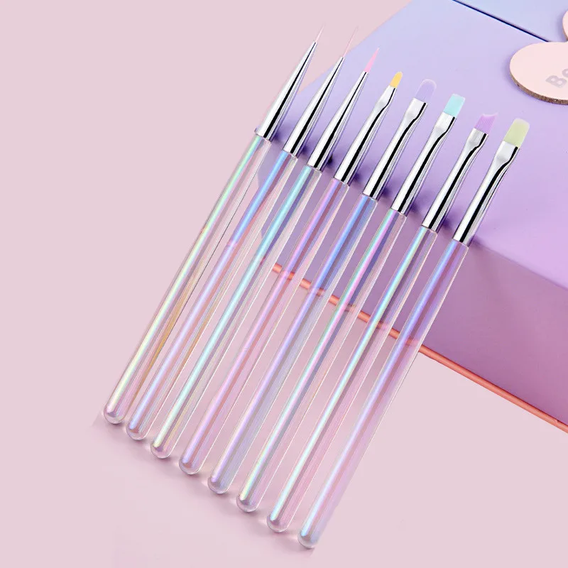 1/8PCS Nail Art Liner Drawing Painting Nail Brush Set Acrylic Powder Carving UV Gel Extension Manicure Pen Tools