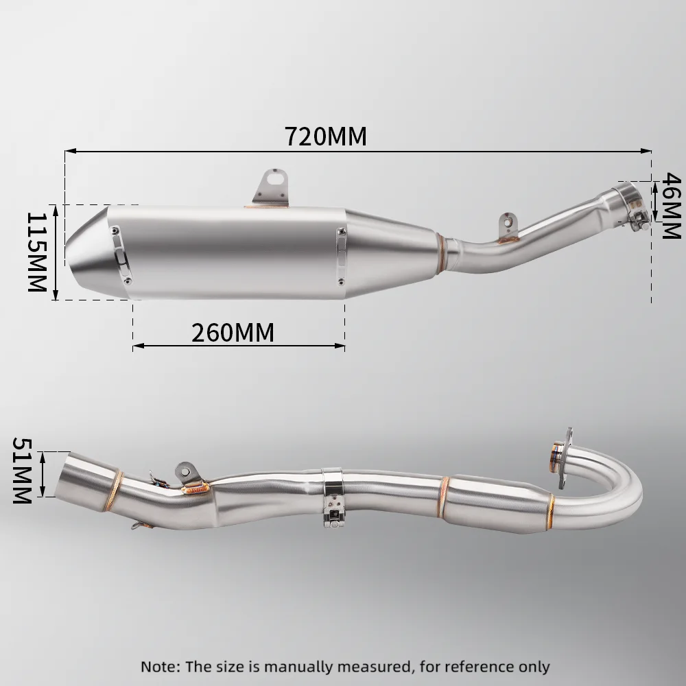 Motocicleta Tubo De Escape para Kovemoto MX250, instalação sem perda, aço inoxidável Link, Escape Refit, Slip-on Silenciador