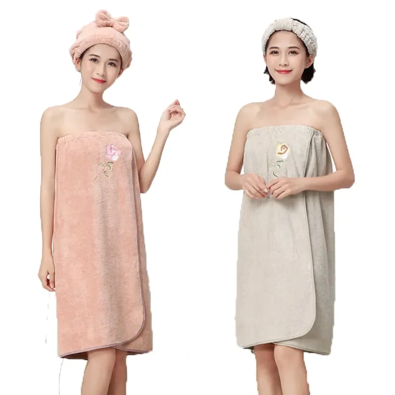 75*140cm Coral Velvet Bath and Sauna Towel For Adult Women Wearable Soft Quick Dry Bathrobes Night Sleepwear Dressing Gown