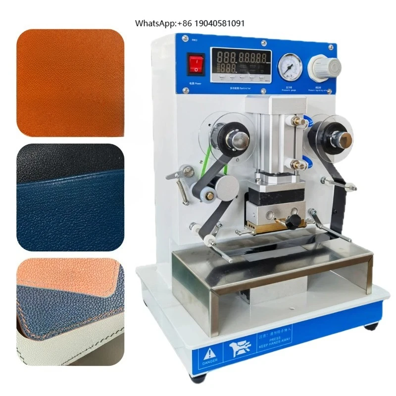 Tabletop Pneumatic Bronzing Press Automatic Foil Feeding Leather Logo Embosser