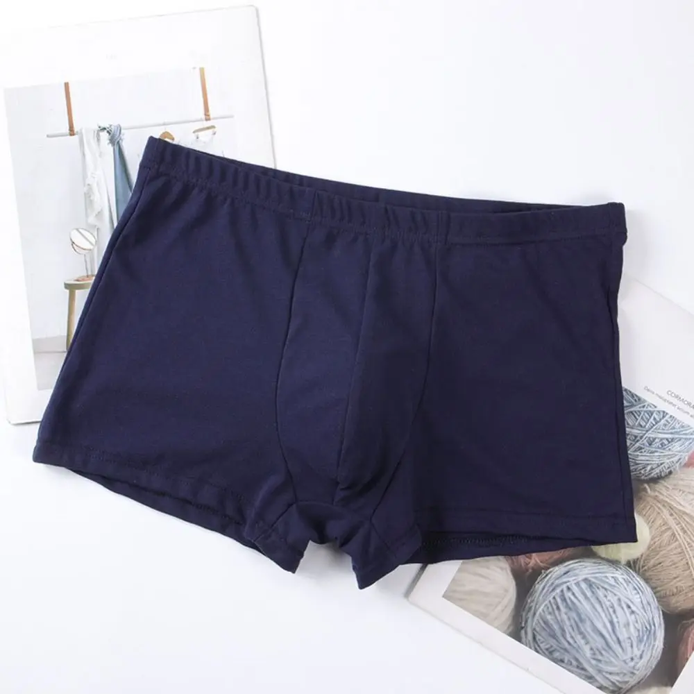 5PCS Breathable Loose Cotton Boxer Briefs Mid Waist Panties Underwear for Men Simple Lingerie Shorts Underpants Daily
