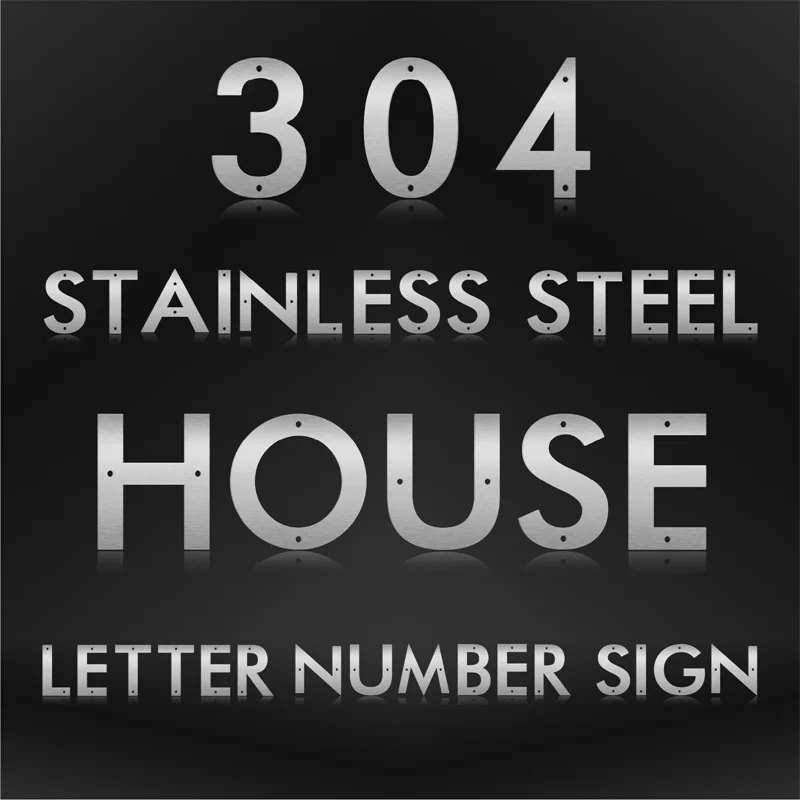 Stainless stell size 3-8 inch waterproof home outdoor decor floating letter numbers metal sign room door number signs Plaques