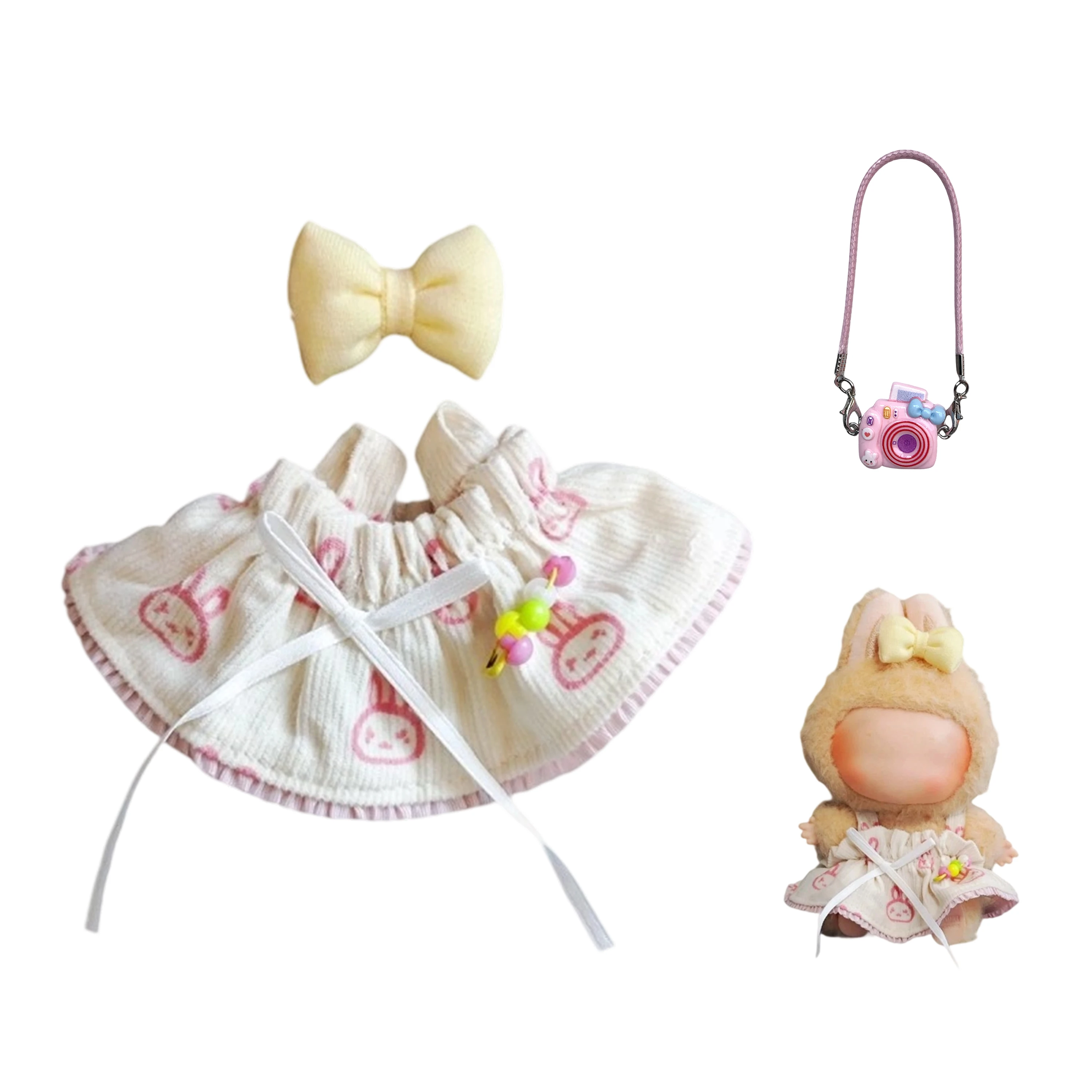 

17cm Clothes for Labubu Clouds Denim Skirts Idol Dolls Sitting Party Cute Plush Clothes Accessories For Korea Kpop Exo