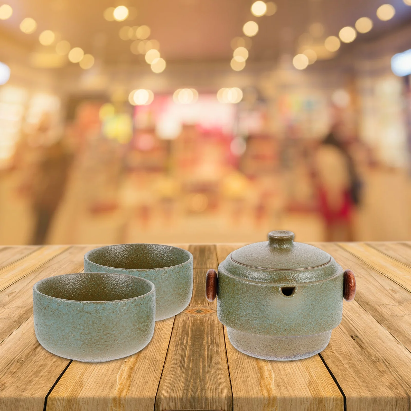 

Portable Travel Kung Fu Tea Set Ceramic Teapot 2 Cups Filtered Infuser Nesting Design Heat Insulation Anti-Scald for Travel