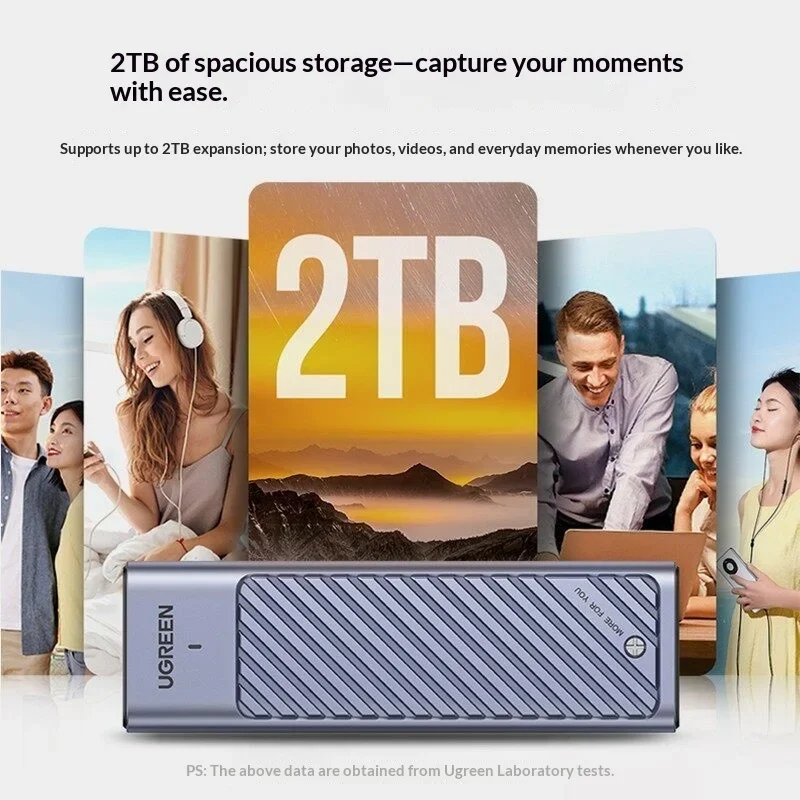 UGREEN CM559 M.2 SSD Enclosure NVMe SATA USB 3.2 Gen 2 10Gbps Aluminum External Drive Case for Data Transfer and Backup