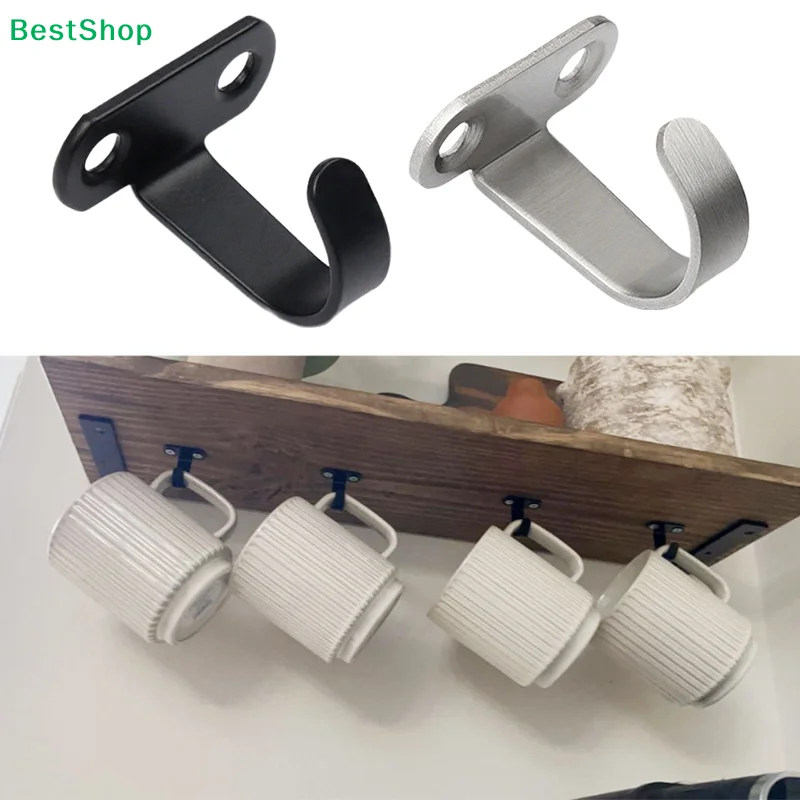 ★5Pcs Stainless Steel Screw Mounted Ceiling Hooks, Under-Shelf Towel, Heavy Duty Hanger For Bathroom Cabinet Garage