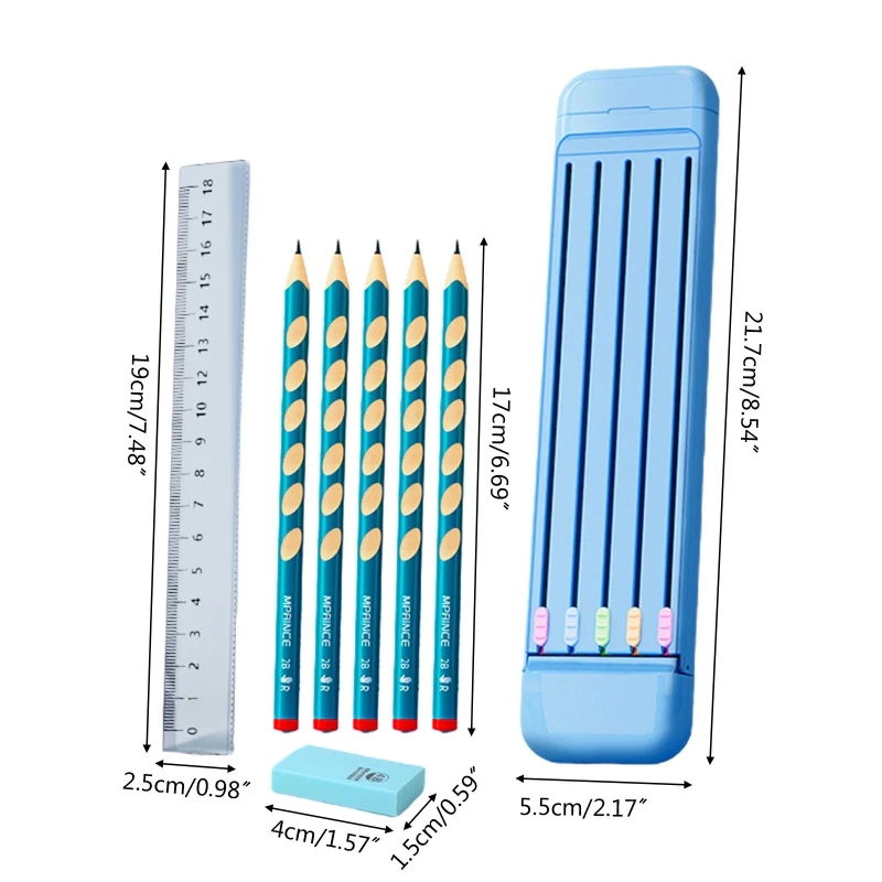 케이스 경량 Portab용 연필 지우개 눈금자 펜이 포함된 학생 문구 세트
