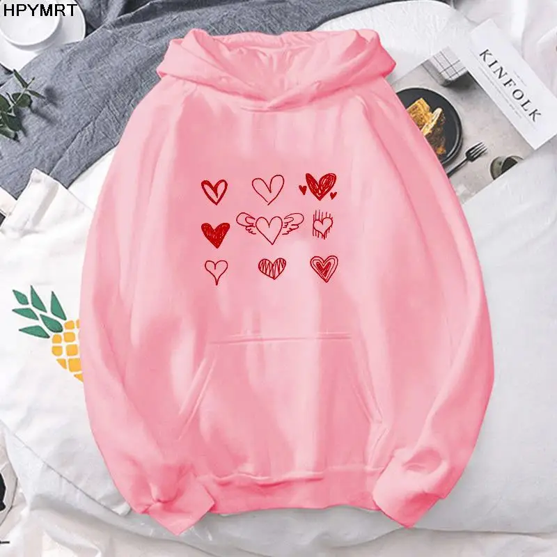 

Women's Fashion Autumn Winter Hoodies Cartoon Heart-shaped Graphics Kawaii Print Hipster Long Sleeve Pullover Loose Sweatshirt