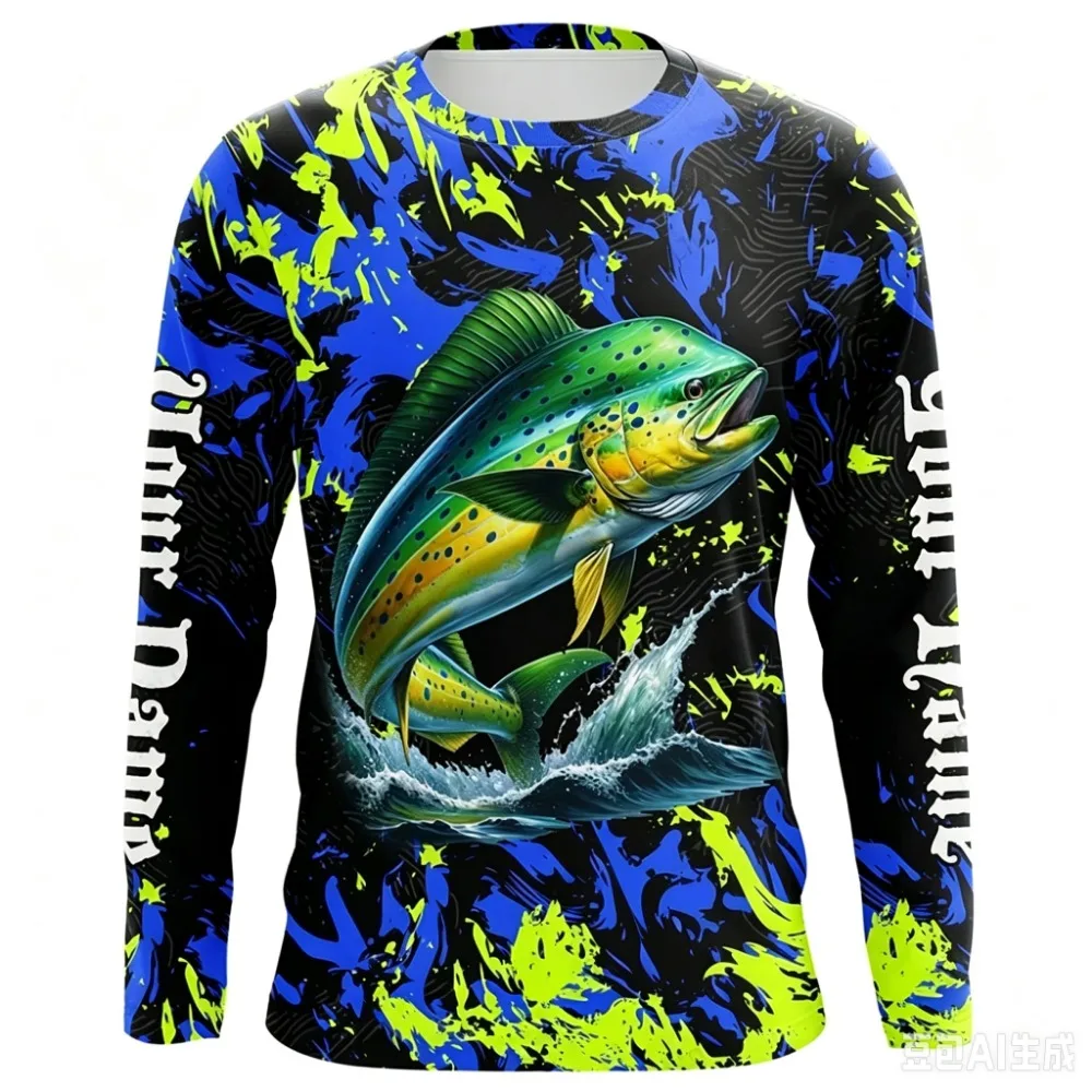 Digital Printing Surfing Tuna Fishing Suit 3D Printed Men Spring-autumn Clothing Outdoor Leisure Sports Breathable Quick-dry Top