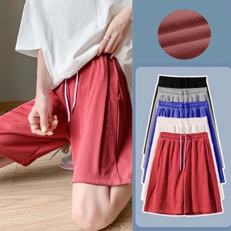 Women's plus Size Mesh Casual Shorts Loose Student Fashion Five-Quarter Pants Wide Leg Cross-Border Slimming Versatile