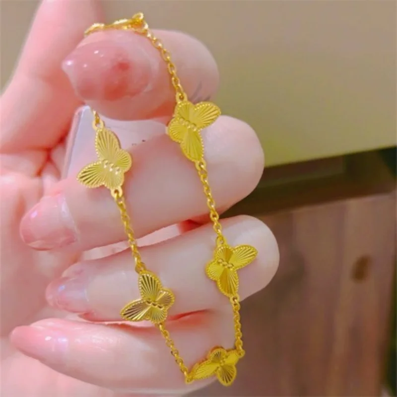 

New Chinese Style Light Luxury Delicate Minority Versatile Alluvial Gold Butterfly Fashion Jewelry Women's New Bracelet 2024