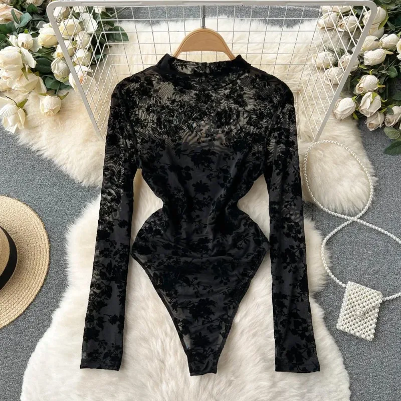 Jumpsuits for Women 2023 Lace O-neck Slim Rompers Female Korean Style Embroidery Sexy Bodysuit Summer Dropshipping