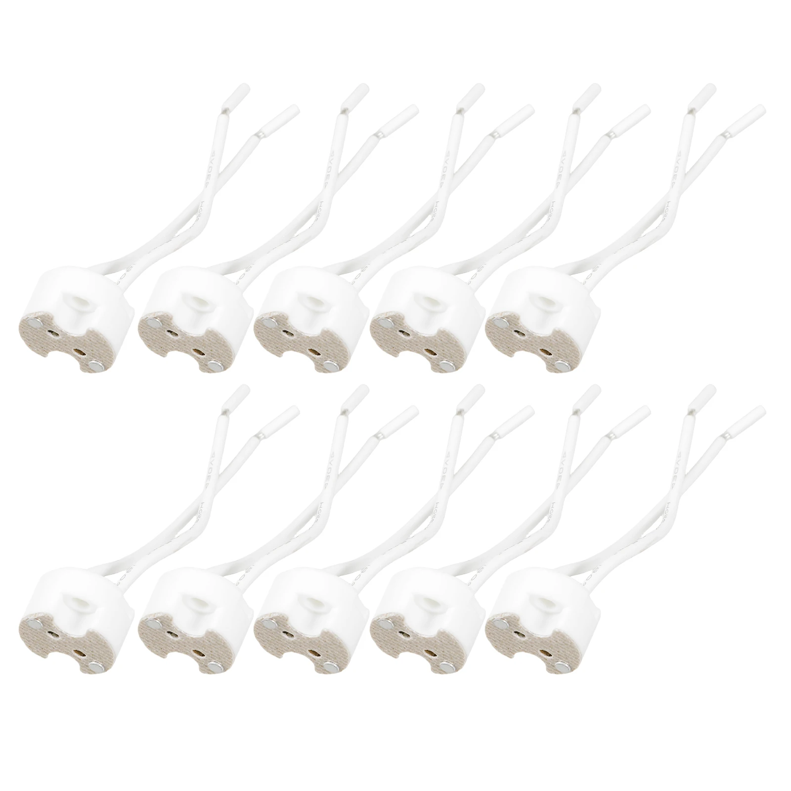 

10pcs Ceramic Lamp Holder GU5.3 MR16 Base Adapter Socket Heat Resistant Silicone Wire Electric Bulb Outdoor Accessory