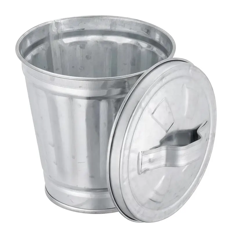 

ABKW-Mini Trash Can With Lid, Waste Baskets Wastebasket Small Metal Buckets With Lids Flower Pot Pen Holder Trash