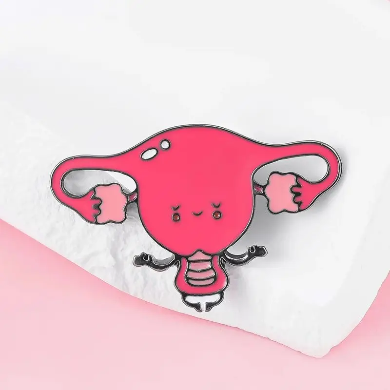 Cute Cartoon Medical Uterus Enamel Brooch Doctor Nurse Coat Lapel Badge Funny Lovely Pin Jewelry