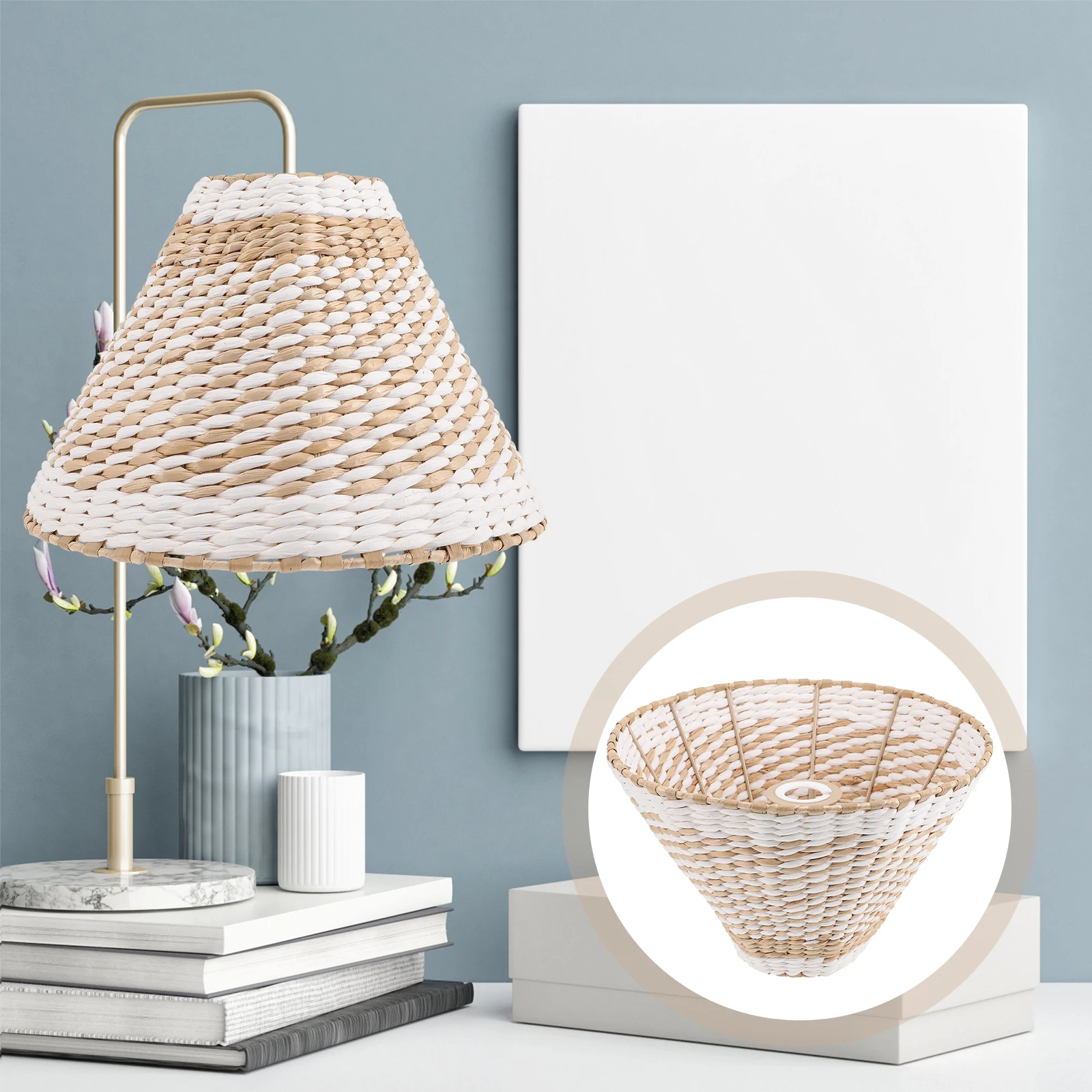 

Paper Woven Lampshades E27 E14 Table Floor Cover Rustic Home Decor Bedroom Living Study Office Warm Atmosphere