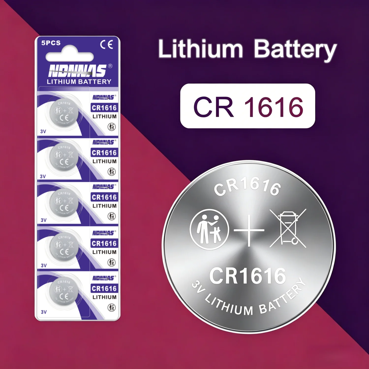 5-100Pcs CR1616 3V Lithium Coin Cell Button Battery DL1616 BR1616 5021LC For Watch Car Key Fob Remote Clock Electronic Device