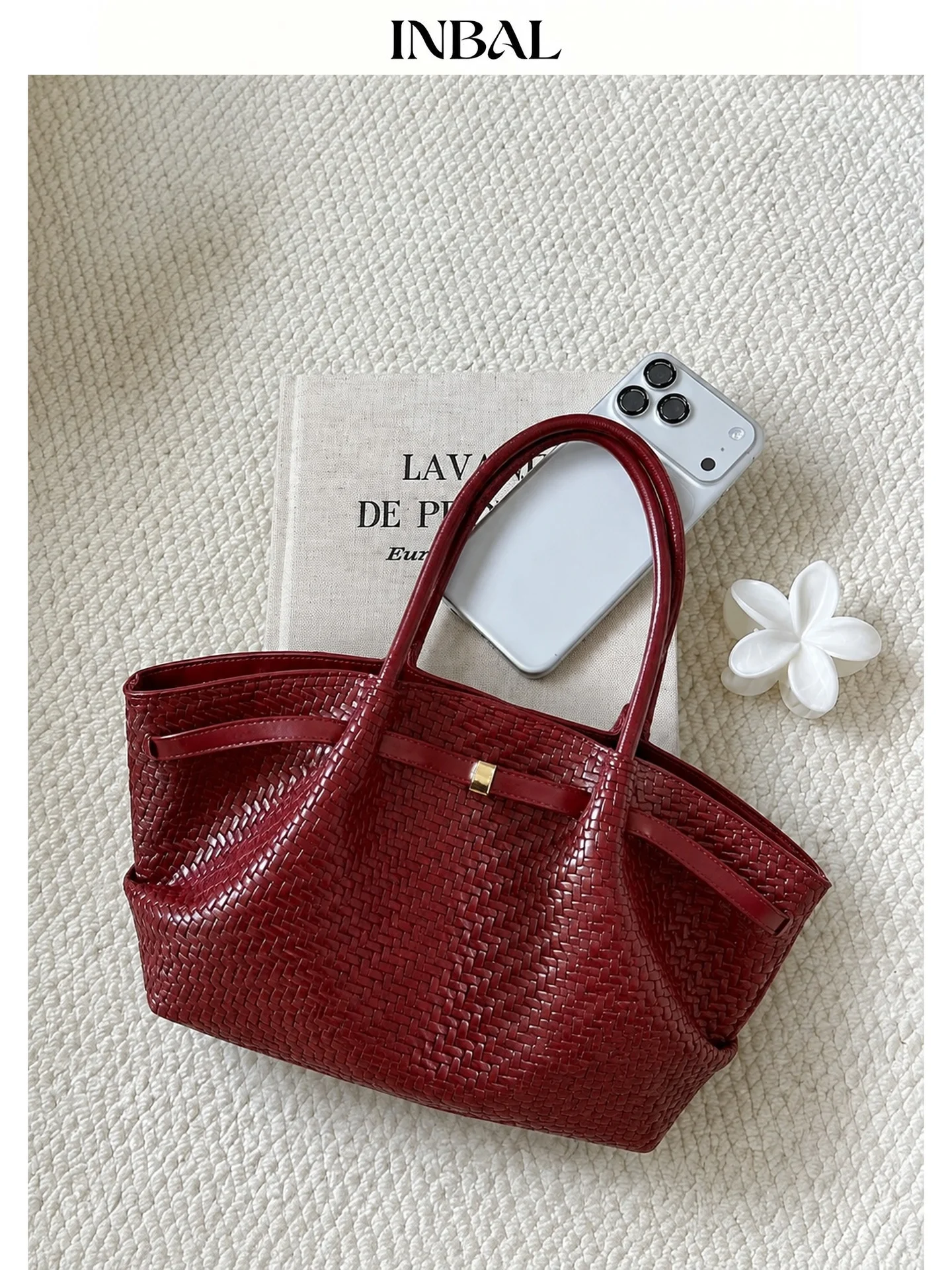 red-woven-basket-bag-women's-commuter-tote-soft-leather-handbag-casual-shoulder-bag-korean-style-fashionable-vegetable-basket