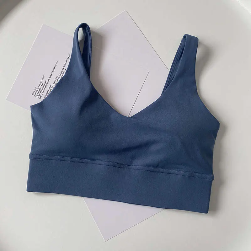 Women's Yoga Sports Bras V-shape Neckline Detachable Chest Pad Wide Shoulder Straps Comfort Breathable Running Cycling Yoga Vest