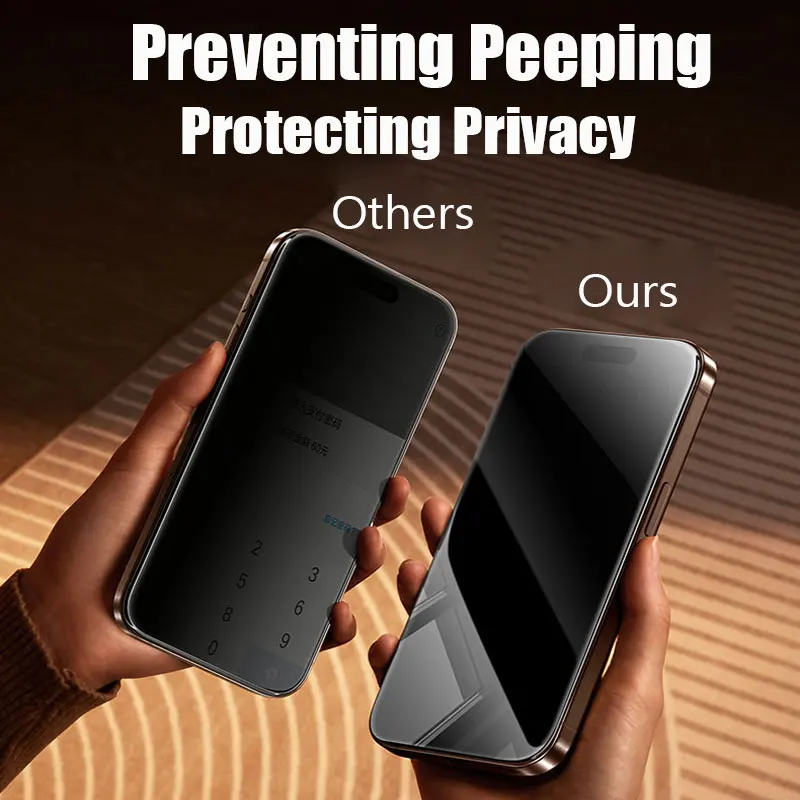 3PCS Anti-Spy Glass for iPhone 16 15 14 13 Pro Max 15 Plus Privacy Screen Protector For iPhone 11 12 Pro X Xr Xs Max 13 Mini image 3