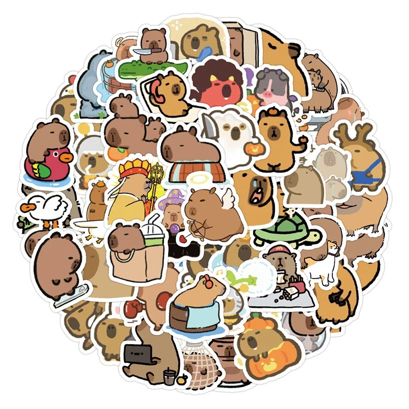 100PCS Cartoon Cute Pufferfish Capybara Graffiti Stickers For Helmet Bicycle Hand Account Pencil Case Peel Joy Sticker Store