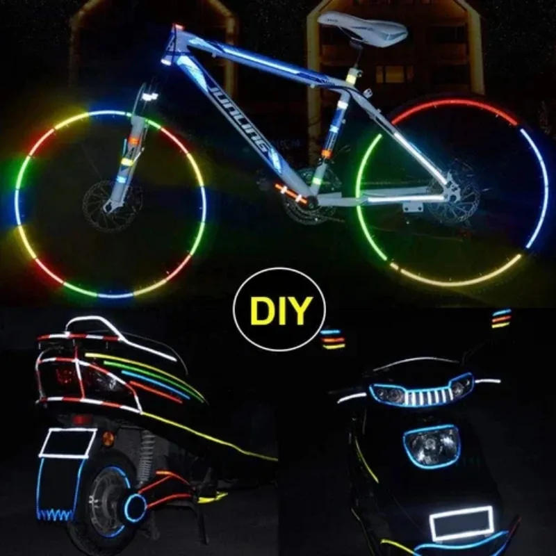 1cmx8m Bike Reflective Stickers Cycling Fluorescent Reflective Tape MTB Bicycle Adhesive Tape Safety Decor Sticker Accessories