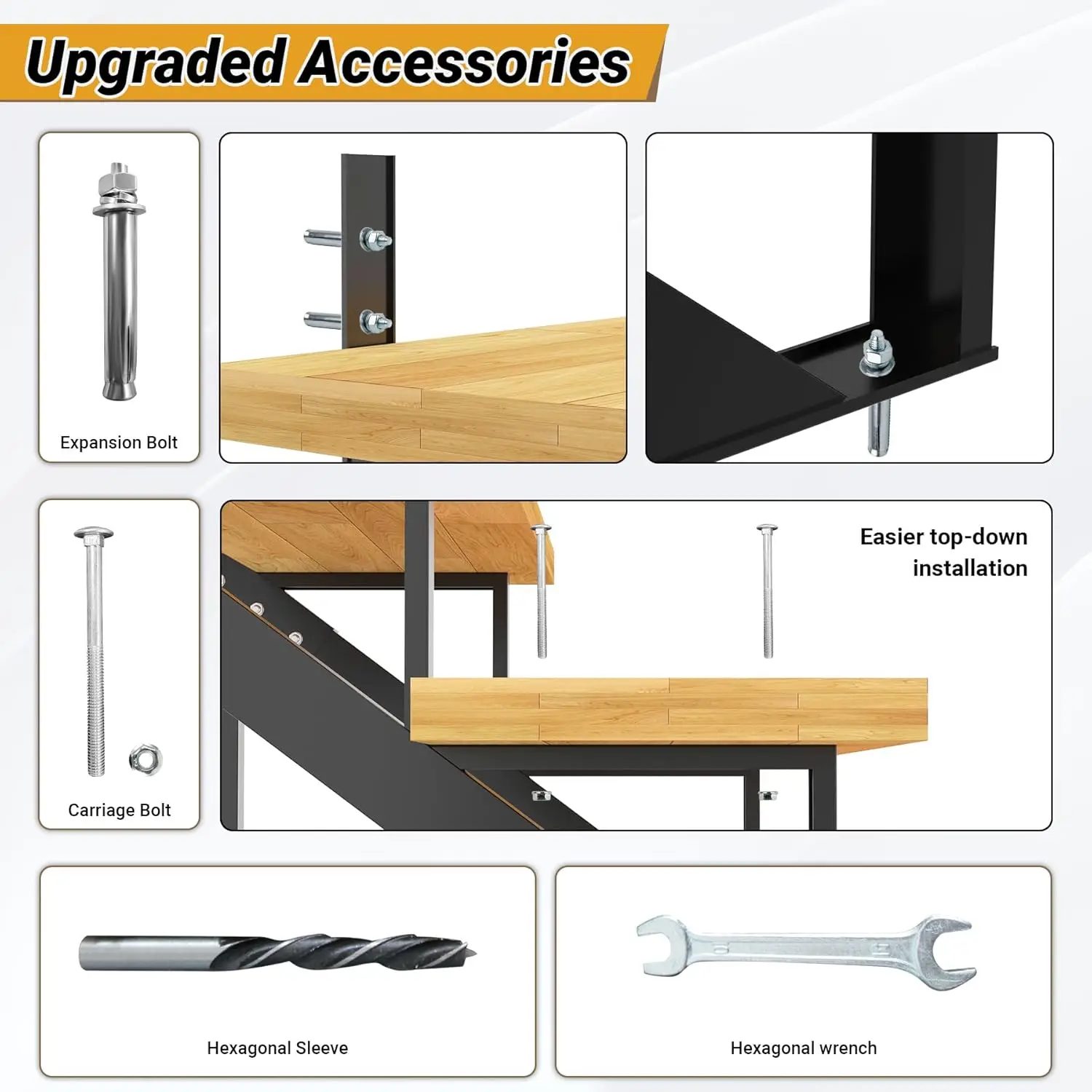 أداة رفع سلالم فولاذية ذات 7 خطوات، أوتار سلالم معدنية مع أرجل دعم معززة، أداة سلم فولاذية شديدة التحمل مقاس 57.5 بوصة #6