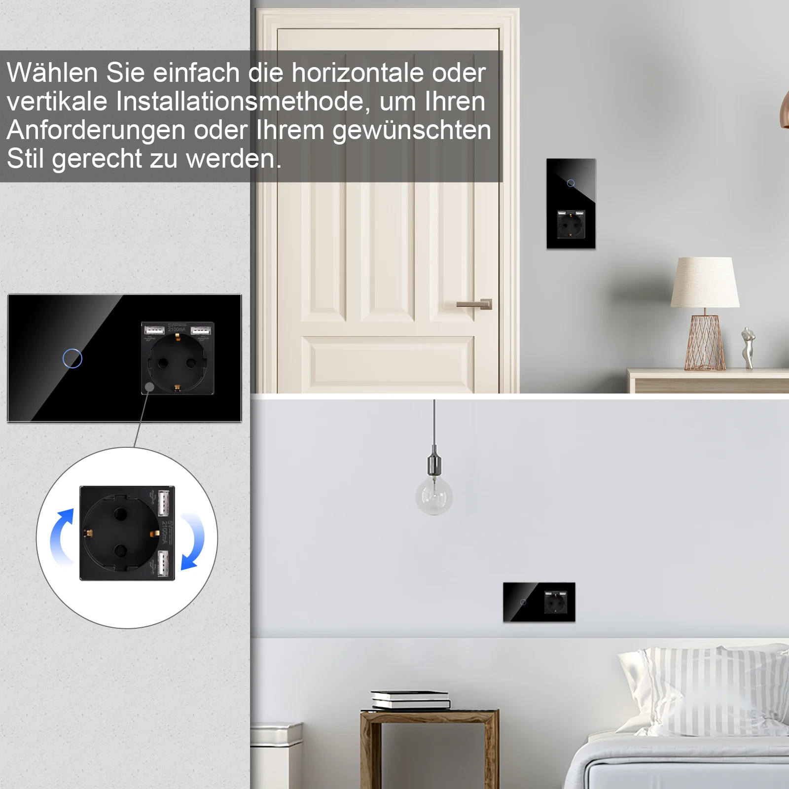 DAJIMEI Tuya Smart Touch Switch 1/2/3Gang Wifi Light Switch and Normal EU Wall Dual USB Socket Smart Life Google Alexa for Home