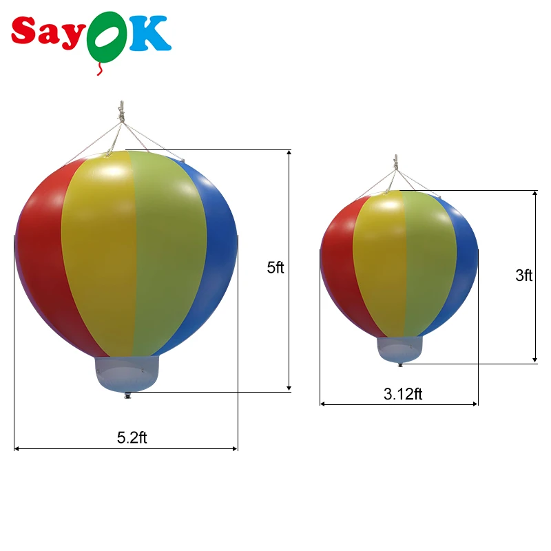 Sayok 3/5ft Inflatable Half Hot Air Balloon PCV Large Hanging Inflatable Strip Balloon for Advertising Birthday Party Show Decor