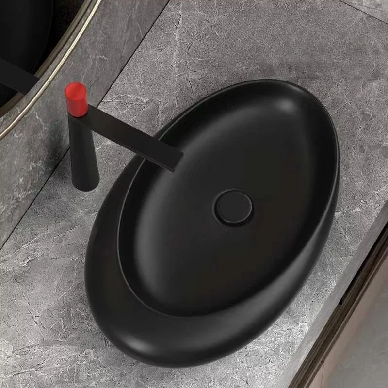 Arched Handmade Round Countertop Basin Flute Drain Irregular Sink Hotel Lavabo Modern Bathroom Sink Ceramic Basin