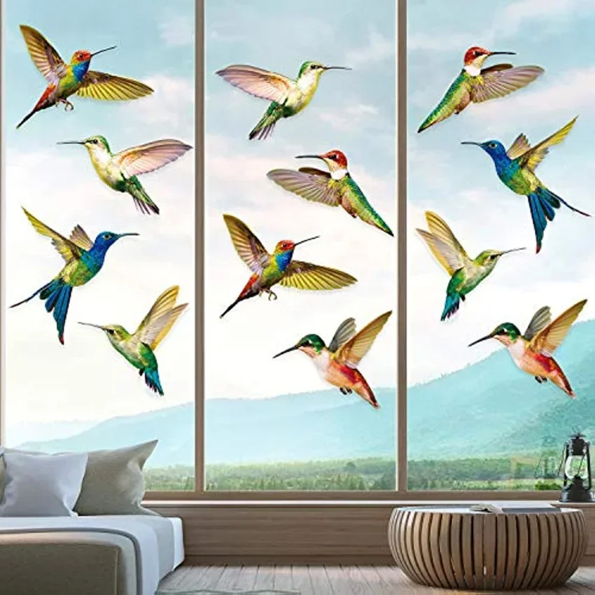 6 Pieces Hummingbird Window Clings Anti-Collision Window Clings Decals to Prevent Bird Non Adhesive Vinyl Cling Stickers view 4