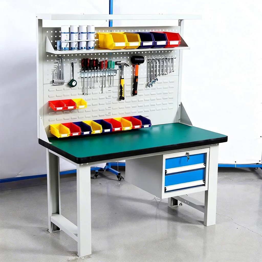 

Heavy Duty Workbench Industrial Anti-static Cold Rolled Steel Workbench Stainless For Garage Storage Drawer Workbench