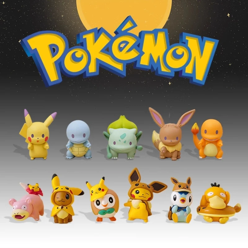 bandai original Pokemon Capsule Toys Pikachu Eevee Q Figures PVC Collect Ornaments