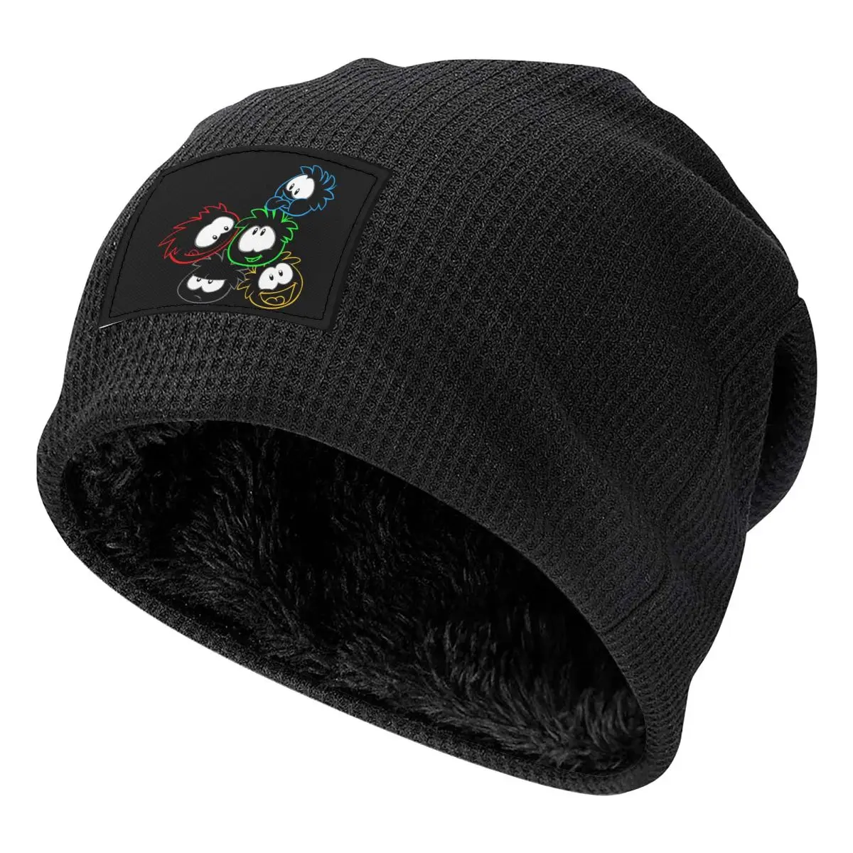 Club Penguin Puffle Group Unisex Adult Beanies Caps Fleece-Lined Bonnet Hat Warm Fashion Autumn Winter Outdoor Skullies Hats