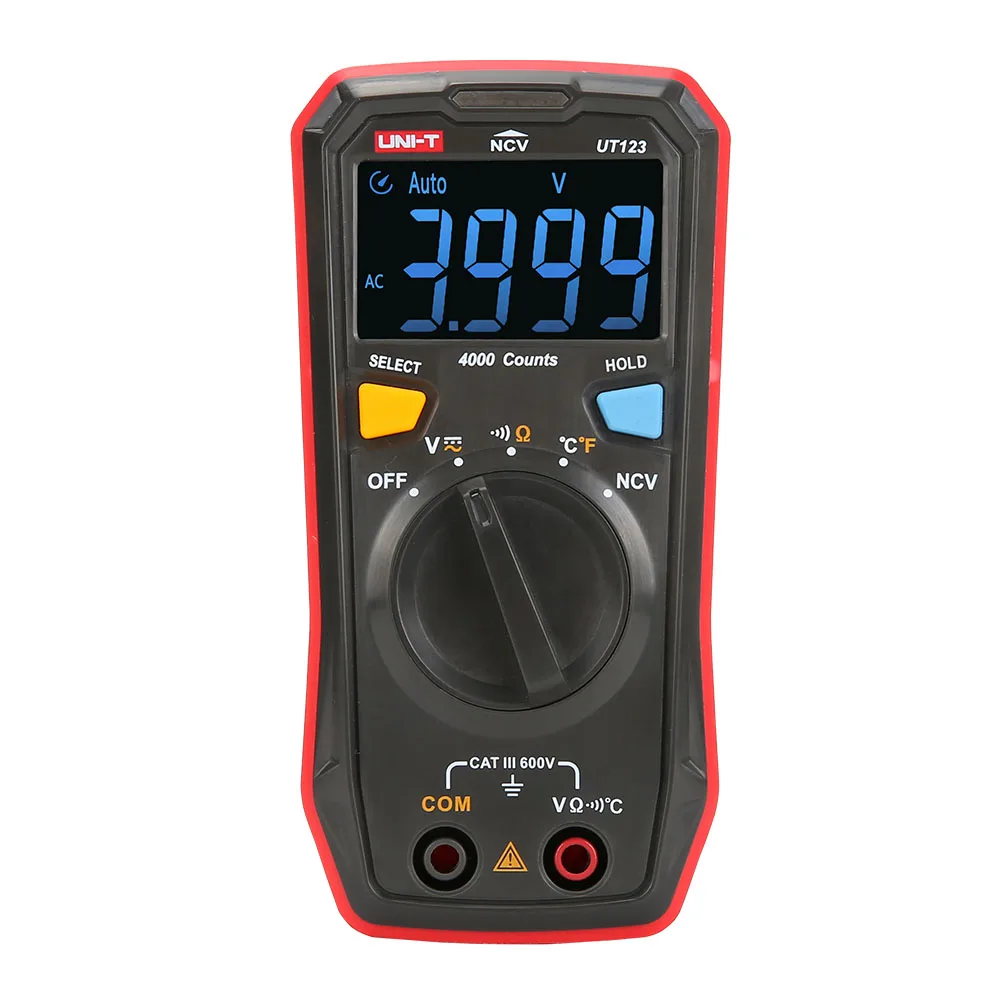UNI-T UT123 NCV encendido y apagado Beep Alarma de luz y sonido DC AC Multímetro digital Precio de Bd