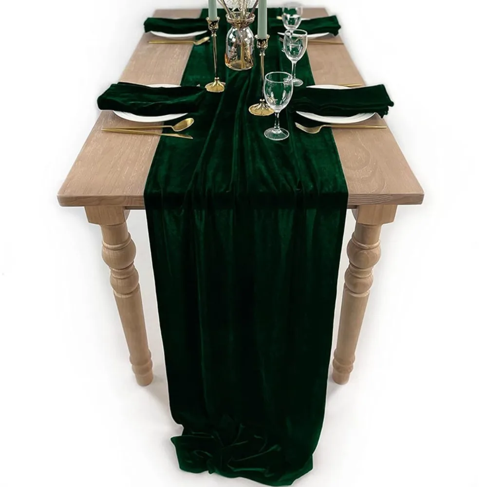 

Luxurious European Style Velvet Table Runner Extended Rectangular Wedding Table Cloth Non-slip Conference Table Cover New Year