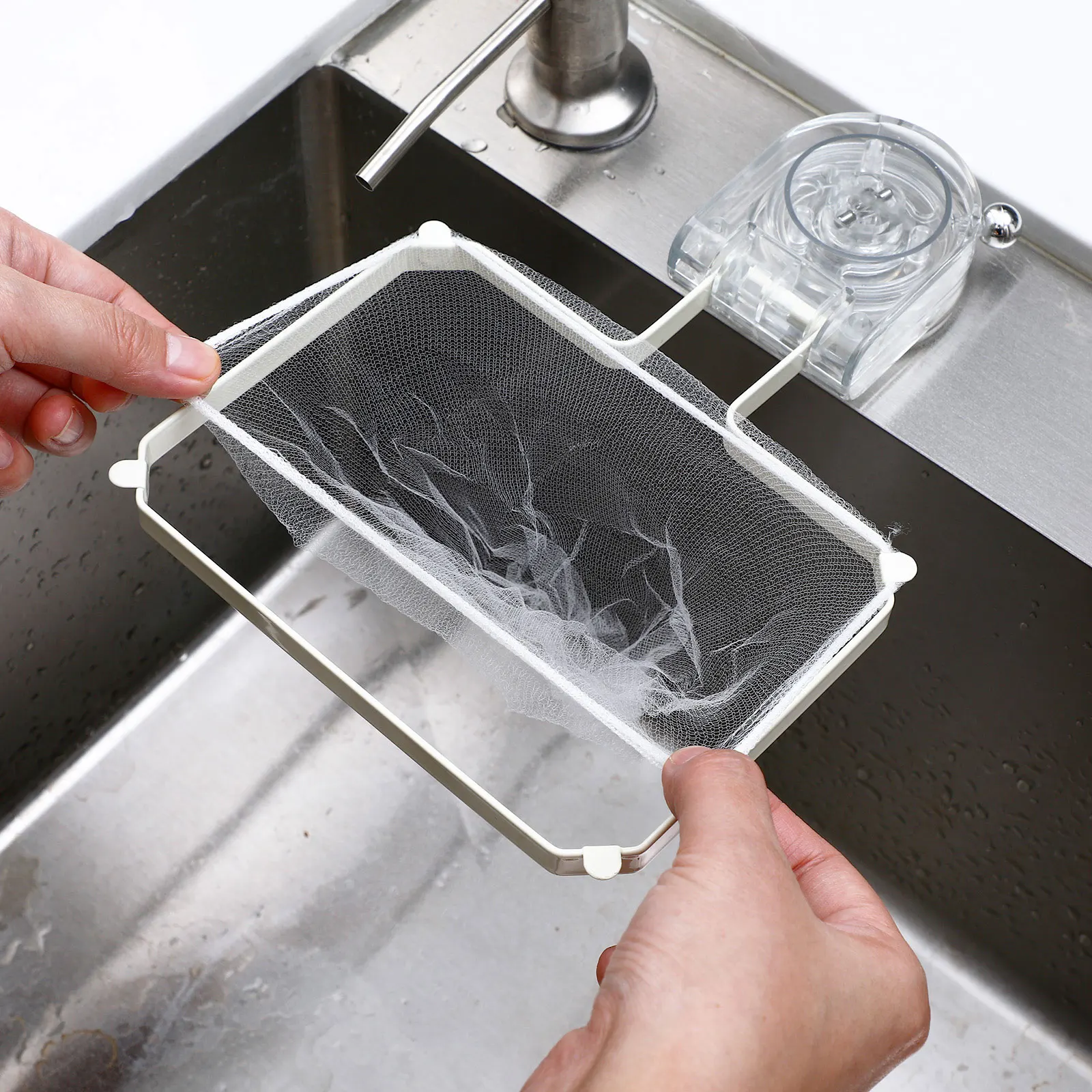 

Drain Rack Filter Food Catcher Basket Corner Kitchen Sink Strainer Net Mesh Sink Strainer Waste Management Space Saving Foldable
