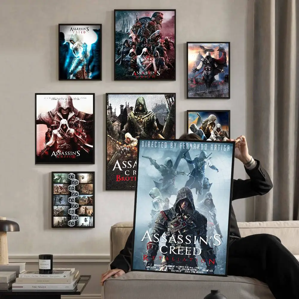 Vidoe Game A-Assassins Creed Whitepaper ملصق مقاوم للماء ورقة ملصق مقهى بار ملصقات الحائط
