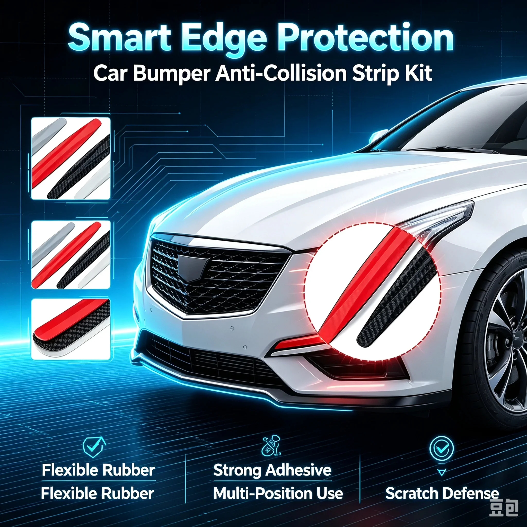 Car Bumper Protection Strips PVC Anti-Scratch Door Edge Guards 4PCS Amagi