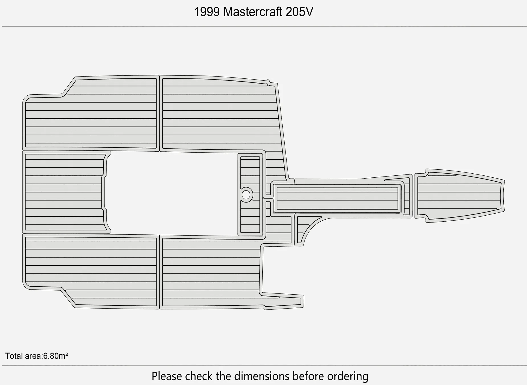 Marine Faux Teak EVA Non-Slip Mat -1999 Mastercraft 205V Self-Adhesive 1/4" (6mm) Boat Deck Pad for Cockpit & Deck - view 3