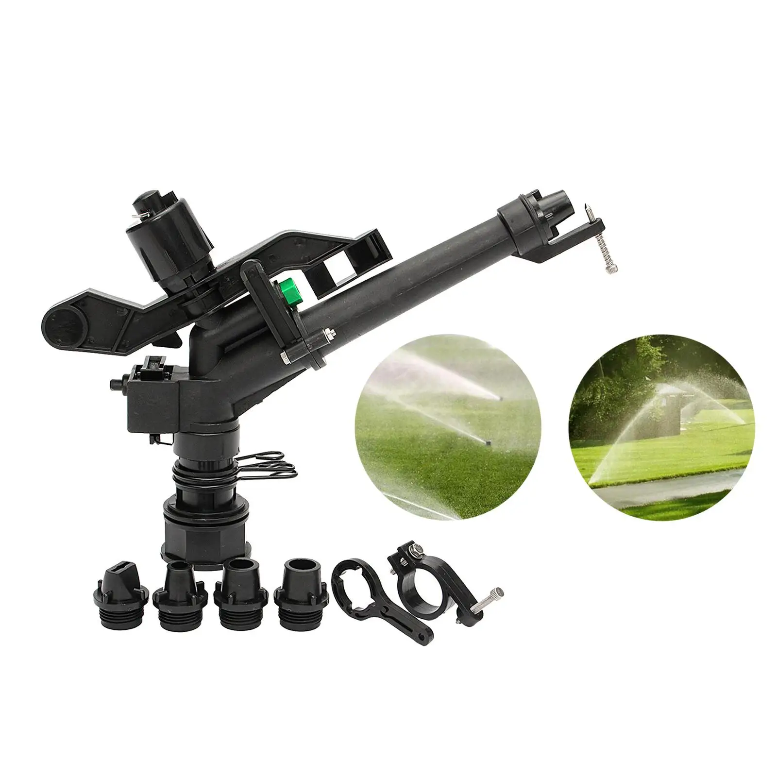 1.5 inches PP Irrigation Spray With 5 Nozzles 5.5 Inches Long-Range Field, Plastic Gardens Lawn Rotation Rocker Sprinkler