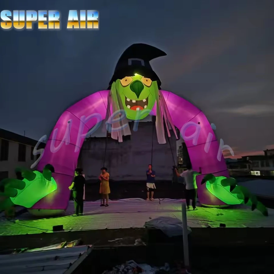 Nadmuchiwany łuk duchów z oświetleniem LED na zamówienie, z wentylatorem, na imprezę Halloween.