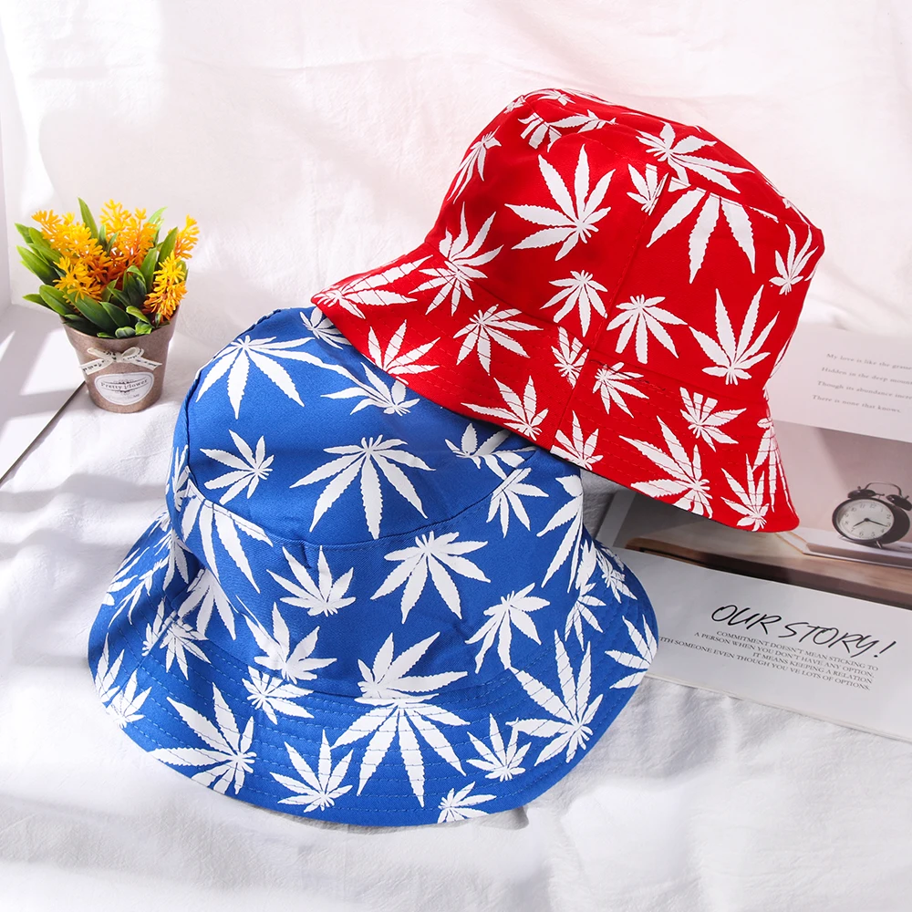 Fashion Hip Hop Cap Women Men Maple Leaf Panama Bucket Hat Trendy Couple Fisherman Caps Flat Top UV Protection Sun Hats